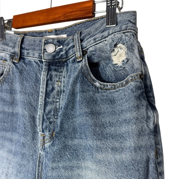 PacSun High Rise Straight Leg Denim Jeans Button Fly Distressed womens size 27 - Picture 5 of 15